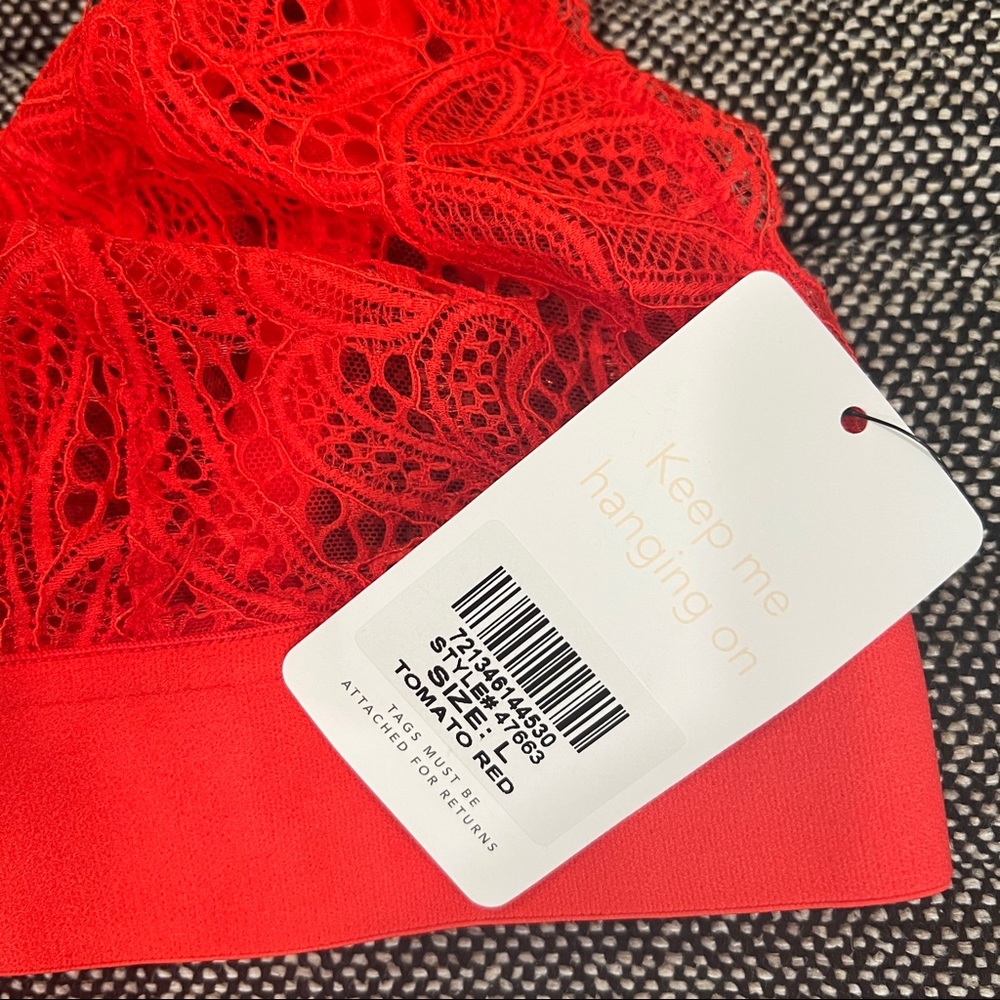 NWT LIVELY -	The Long-Lined Lace Bralette: Tomato Red - Large - Picture 3 of 3